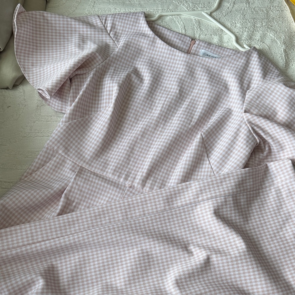 Calvin Klein Soft Pink & White Houndstooth Sheath Jumpsuit - Picture 10 of 13